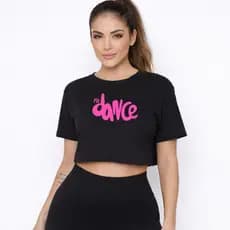 Blusa Cropped Estampa Fitdance Camisa Curta Treino Dança Academia