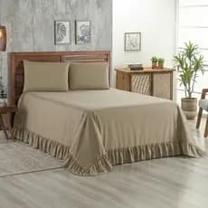 Colcha 400 Fios com Babado Solteiro Casal Queen King com Porta Travesseiro
