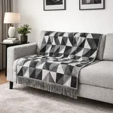 Manta Xale Sofá 1,40x2,20 Xale Decorativa Franjas Algodão Cama Poltrona