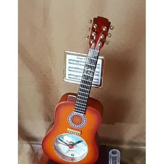 Relógio de Mesa Violão com Porta Caneta