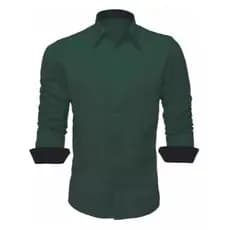 Camisa Social Masculina Slim Manga Longa Slim Lisa Verde Escuro