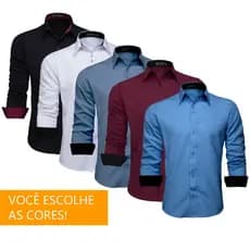 Kit 5 Camisas Social Masculina Slim Manga Longa Blusa Fácil Passar