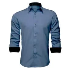 Camisa Social Masculina Slim Manga Longa Azul Porcelana Original U.S Born