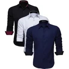 Kit 3 Camisas Social Slim Masculina Manga Longa Camiseta Fácil De Passar