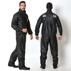 Conjunto Para Motoqueiro Capa De Chuva Roupa Reforçada Pvc Preto Epi Proteção Motociclista