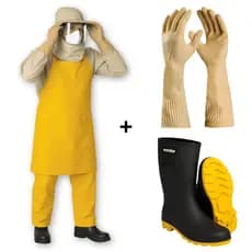 Kit Conjunto Agrotóxico Pulverização Impermeável Com Viseira + Bota + Luva