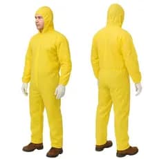 Macacão De Proteção Química Amarelo Impermeável Com Capuz