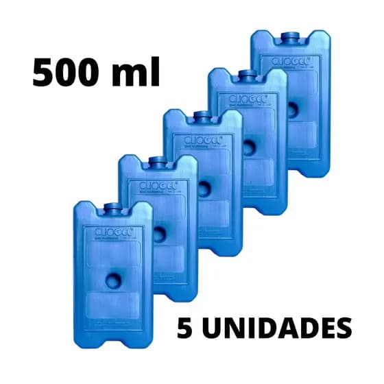 Gelo Gel Artificial Reutilizável 500 Ml Kit 5 Unidades Cooler Bolsa Térmica Bebidas Refrigeração