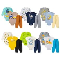 Kit 12 peças body bebê manga curta manga longa mijão menino roupa bebe