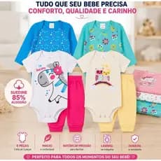 Kit 6 peças Conjunto body bebê manga curta longa calça roupa bebe infantil