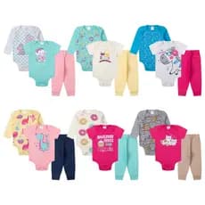 12 peças body bebê manga curta longa calça menina menino roupa bebe