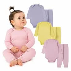 Kit 6 peças body bebê menina manga longa calça roupa de menina menino