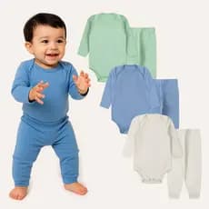 Kit 6 peças body bebê menino manga longa calça roupa de menino