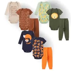 Kit 9 peças body bebê manga curta manga  longa e mijão menino  P ao GG estampadas