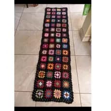 passadeira colorida de crochê com Squares de barbante número 6/passadeira pra quarto /cozinha de crochê/peseira pra cama