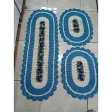 jogo de passadeira Mary com 3 peças de crochê/cozinhaquarto