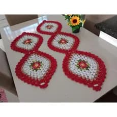 Combo/2 trilhos de mesa de crochê folha ou centro de mesa