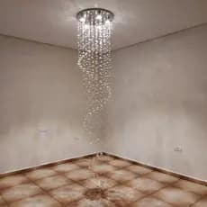 Lustre De Cristal Legítimo K9 Espiral Com 2,30 Metros De Altura,Base De Inox Polido Com 40CM De Diâm