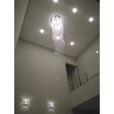Lustre De Cristal Legítimo Espiral Com 2,50 Metros De Altura, Base De Inox Polido 50CM De Diâmetro