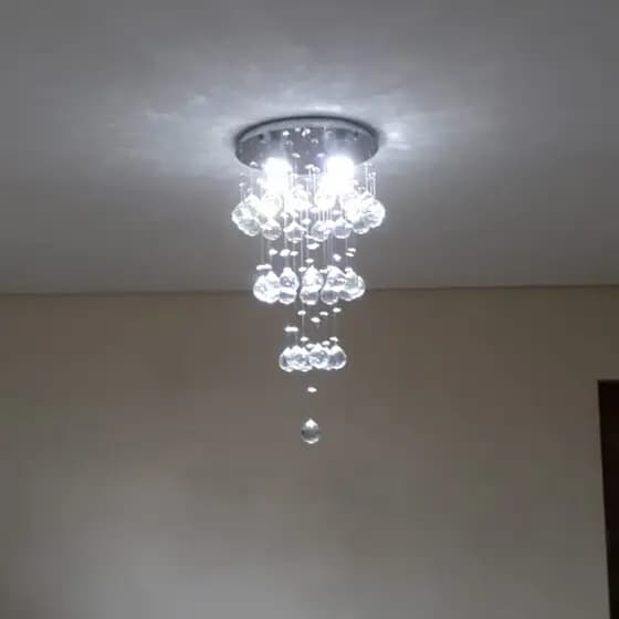 Maravilhosa Luminária de Cristal com 50cm de Altura ,Para Escritório/Recepção Base de Inox Polido de 30cm de Diâmetro