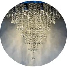 Lustre De Cristal Para Quarto Base De Inox 60cm de Diâmetro