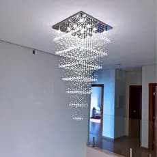 Lustre Pé Direito Duplo Com Até 3,5 Metros De Altura Base De Inox Espelhado De 60x60cm
