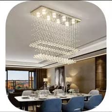 Lustre De Cristal Para Sala De Jantar/estar,recepção, Base De Inox Espelhado 67x20cm