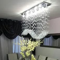 Lustre em Cristais K9 de 30mm com Lâmpadas Branco Quente, Para Mesa de Jantar
