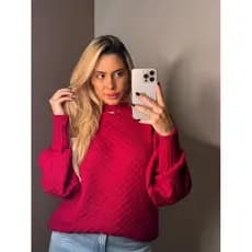 Blusa Feminina de Tricô/ Blusa Feminina de Tricô Cores Básicas/ Blusa Feminina com Manga Bufante