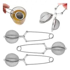 Kit 3 Infusores De Chá Inox Coador Peneira Ervas Com Cabo Infusor