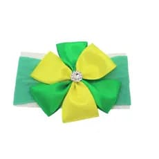 1 Faixa Cabelo Com Laço Infantil Bebê Meia De Seda Comemorativo Copa do Mundo Brasil Verde e Amarelo