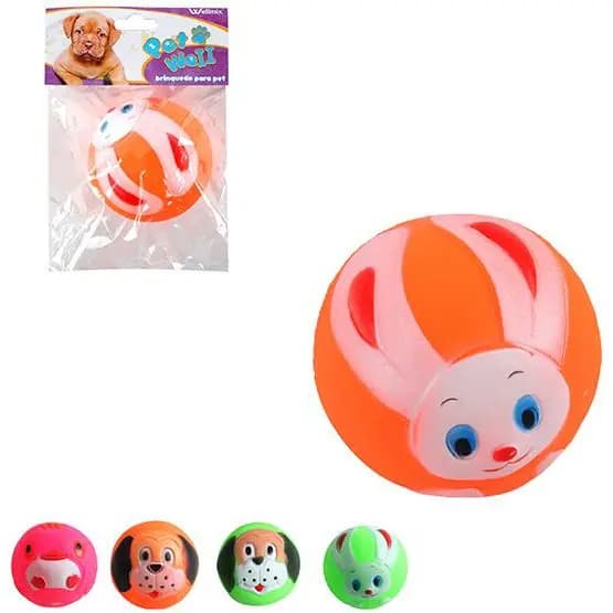 1 Bola Brinquedo Cachorro Pet Rostinhos Sortidas Com Som