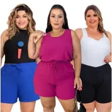 Super oferta KIT 3 Shots Duna feminino Plus Zise Tamanhos M G GG G1 G2 G3