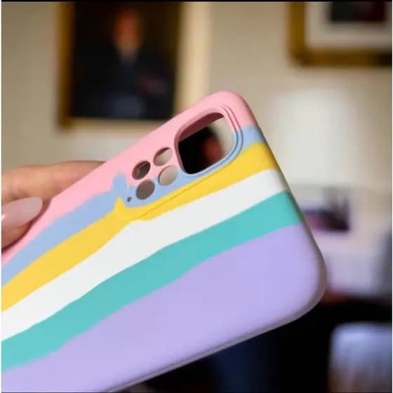 Capa Capinha Arco iris silicone Câmera Aveludada Fechada para Poco M3 Redmi 9T PRO 5G NOTE 10T 5G