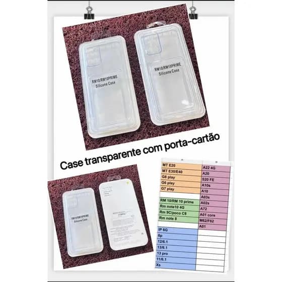 CASE TRANSPARENTE E CORES COM PORTA-CARTÃO PARA MOTOROLA MOTO ONE G9 PLUS ONE VISION G8 PLAY E7
