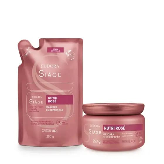 Combo Siàge Nutri Rosé Máscara: Máscara Capilar 250g + Refil Máscara Capilar 250g Eudora