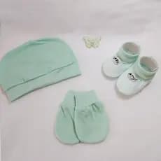 Kit Touca + Sapatinho + Luva para Bebê e Recém Nascido | VERDE