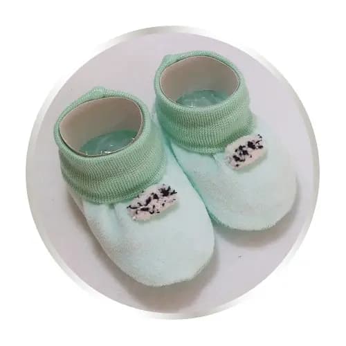 Sapatinho Bebê e Recém Nascido 100% ALGODÃO | VERDE COM POMPOM