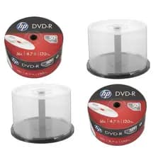 50 Unidades Dvd-r Virgem Hp Logo 4.7gb 120 Min Com Tubo