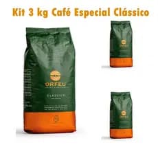 Kit Café Especial Torrado em Grãos Orfeu 3kg 100% Arábica Clássico Café Premiado Mundialmente