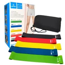 Kit 5 Mini Band Fita Elástica De Resistência Para Academia Exercícios Yoga Musculação e Fisioterapia Peso Casa