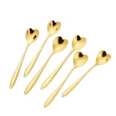 Jogo TalhereS Faqueiro Dourado Aço Inox inoxidável Premium Luxo cozinha colher sobremesa flor desenhado