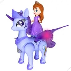 Brinquedo Boneca Robô Infantil Presente com Unicórnio que cavalga Princesa com luzes led