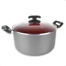 Panela caçarola caldeirão grande 26cm 24cm 4,5L e 7L antiaderente com tampa de vidro 6 camadas e alça reforçada