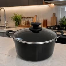 Panela caçarola caldeirão grande 30cm 24 26 E 28 4,5 A 9 litros antiaderente com tampa de vidro reforçada
