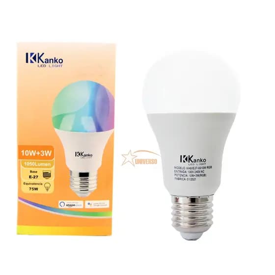 Lâmpada Inteligente Wifi 10W + 3WRGB Led Google Home E Alexa
