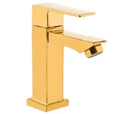 Torneira Banheiro Lavabo Luxo De Metal Dourada Ouro Bica Baixa