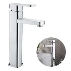 Torneira Barra Alta Para Banheiro Metal Lavabo Água Fria Cromada