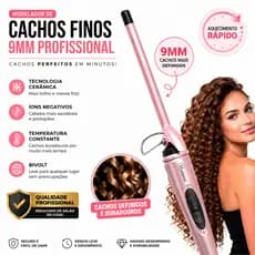 Modelador de Cachos Fino 9mm Profissional Bivolt Cerâmica Cachos Definidos