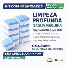 Kit com 48 Pastilhas Limpeza Máquina de Lavar Roupa / Remove Resíduos e Mau Cheiro